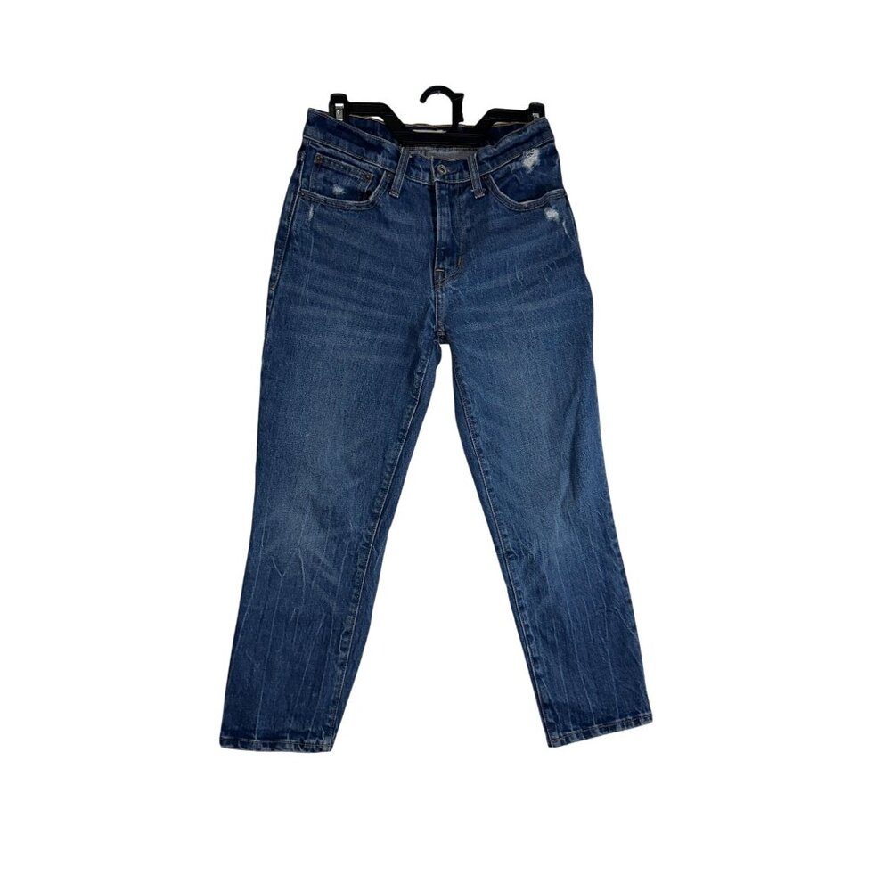 Abercrombie & Fitch Boyfriend Mid Rise Distressed Jeans Women's 24/00 Blue Denim
